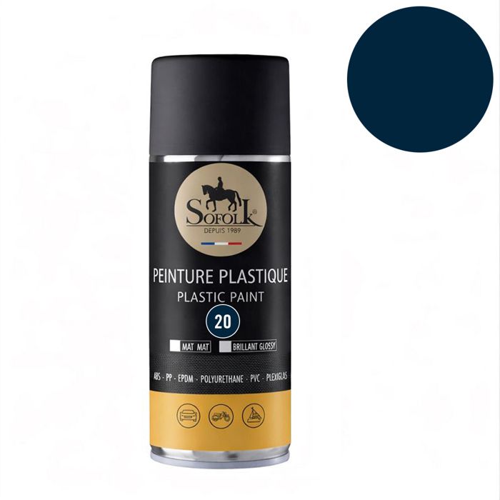 Peinture plastique haute résistance - SOFOLK - 20 - Bleu brillant - 400 ml - Intérieur & Extérieur