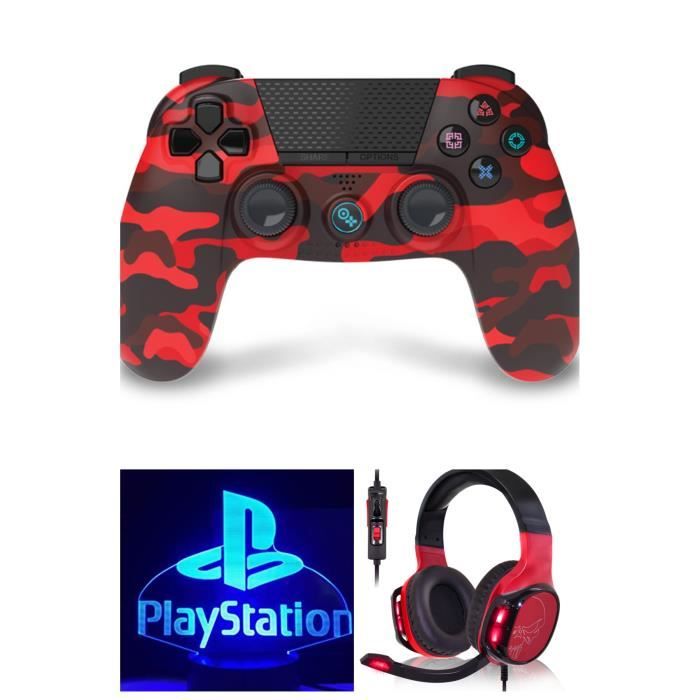 PS4 Playstation Bluetooth URBAN FIRE Rouge Camouflage + Casque PROEH60 Rouge SPIRIT OF