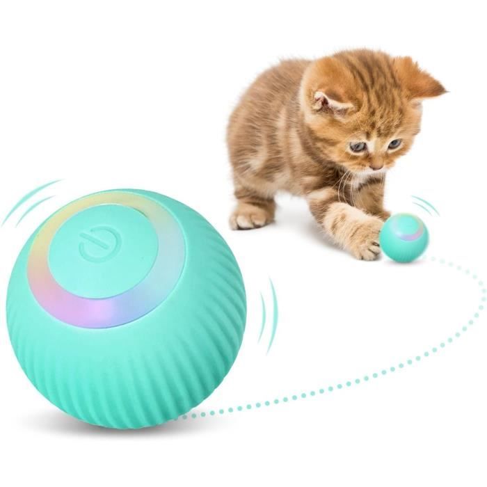 JINGSHUBO Jouet interactif pour chat - Balle de chat rechargeable par USB  intelligente - Jouet pour chat avec lumière - Cadeau - Bleu