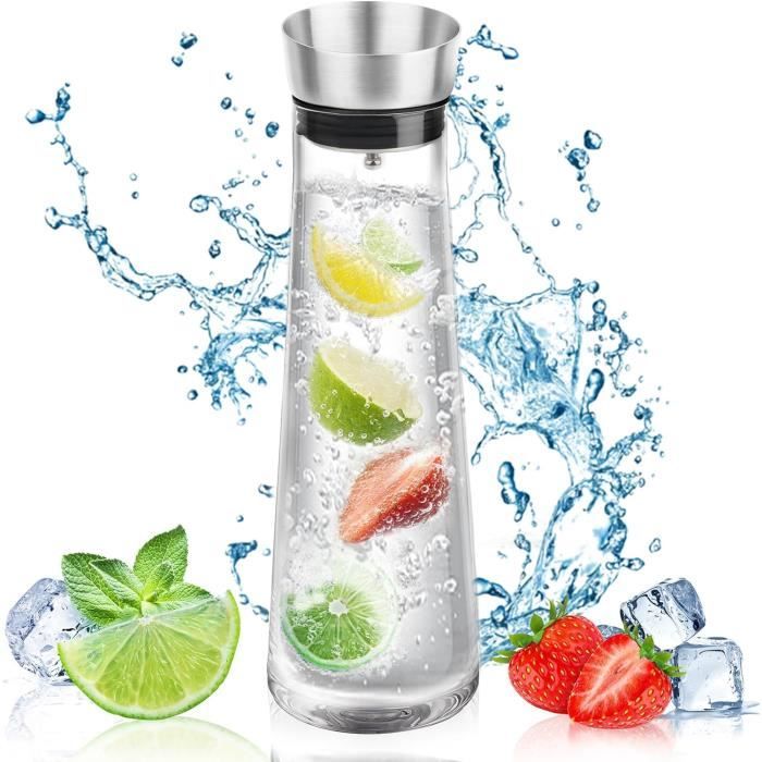Carafe à Thé En Verre Borosilicate 1L - Avec Infuseur Inox, Couvercle étanche Et Dessous De Verre En Cuir
