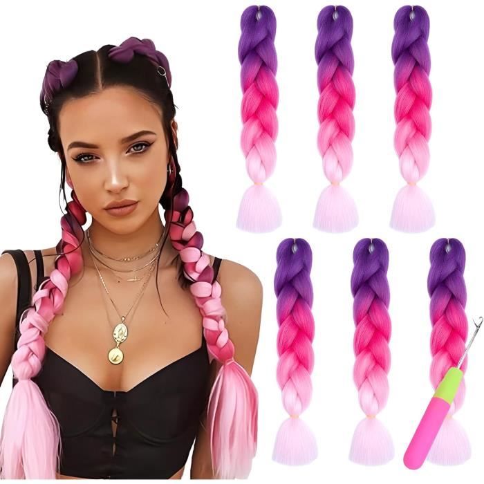 Extensions De Cheveux Synthétiques Grises à Tresser - 2 Pièces, 60 Cm, Raides - Neuf Sans étiquettes