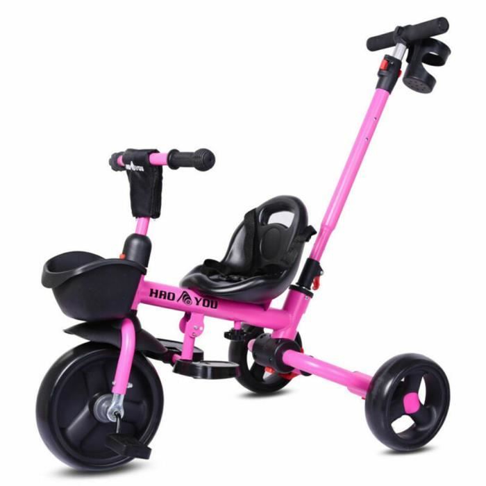 Tricycle Bébé Evolutif avec Putter Amovible, avec Roues Silencieuses en