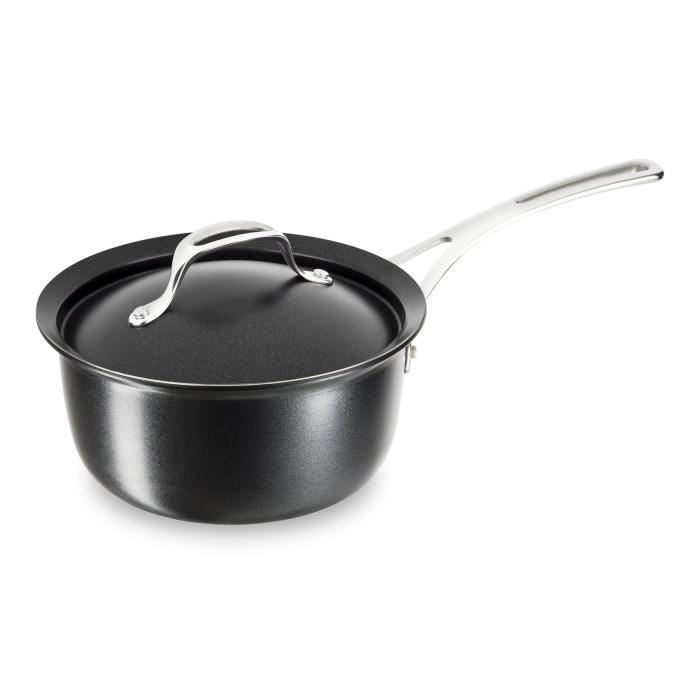 Non-adhésive en aluminium casserole ronde casserole plaque cuisson Pan Couvercle Induction Noir