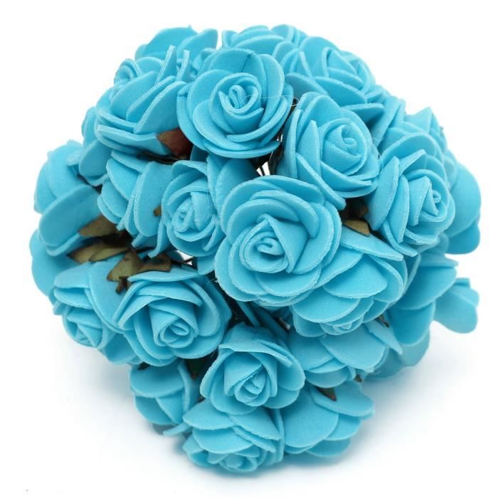Bouquet Fleur 144pcs Rose Artificielle Mousse Décoration Mariée Mariage Coloré Bleu