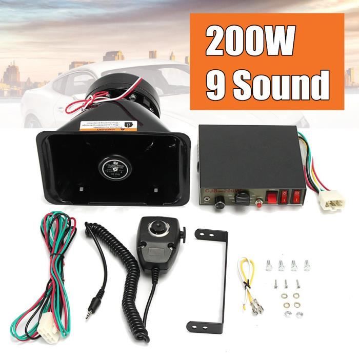 Tempsa 200w 12v 9 Son Voiture Alarme Sirene Klaxon Pa Haut Parleur