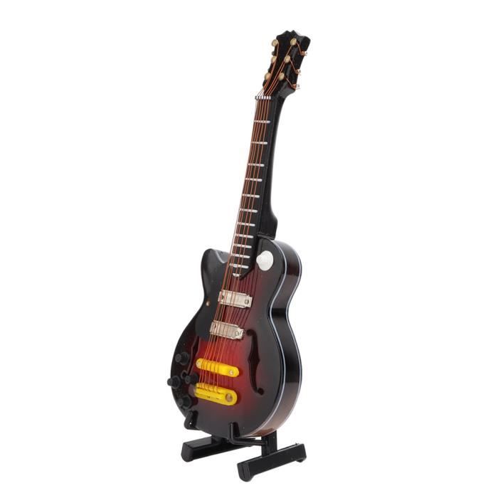 Modèle Miniature Guitare Basse Électrique Rouge - Réplique Décorative En Bois, Avec Support