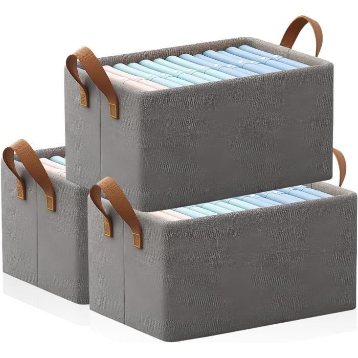 DIMJ Lot de 3 Boites de Rangement Pliables avec Couvercles, Caisse de DIMJ Lot de 3 Boites de Rangement Pliables avec Couvercles, Caisse de