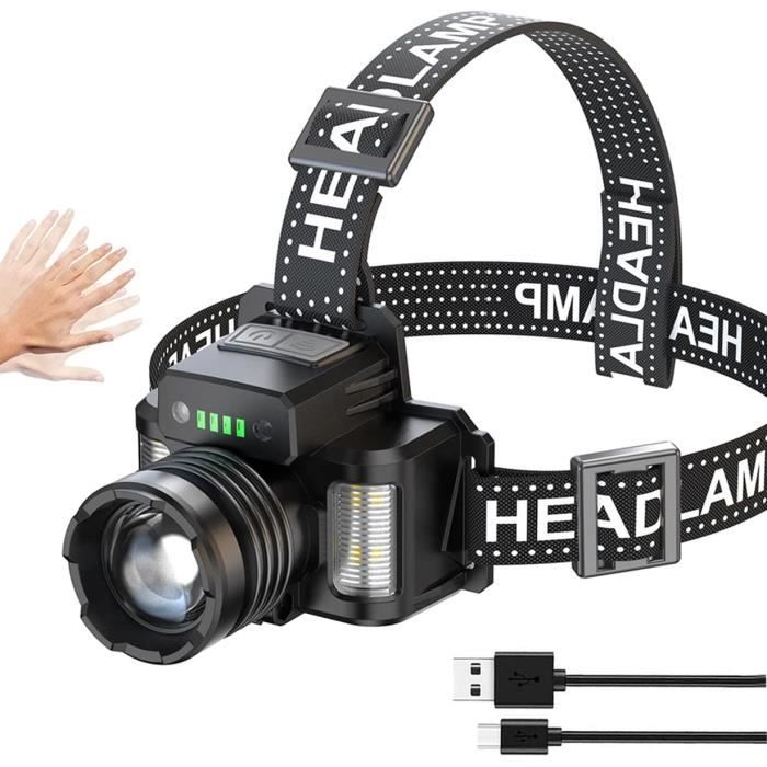 Rolgno Lampe Frontale Rechargeable, [6 Modes d'Éclairage] Lampe Frontale LED Ultra Puissante