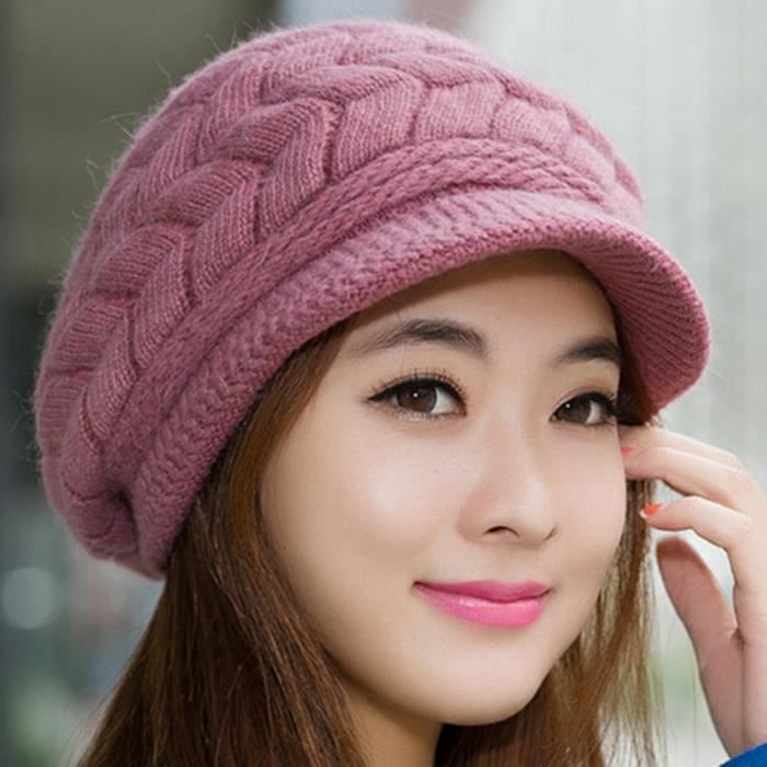 Béret Femme En Laine Tricotée - Style Années 90 - Bonnet Baggy - Pour L'hiver Et Le Ski - Couleur Selon Image