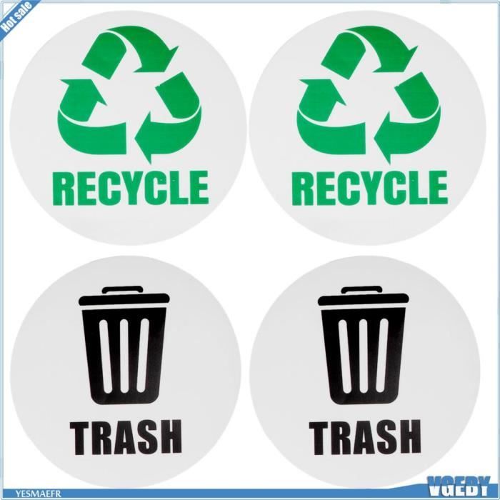 6 Autocollants Recyclage Azatemgo Pour Poubelles - Anti-UV Et Étanches