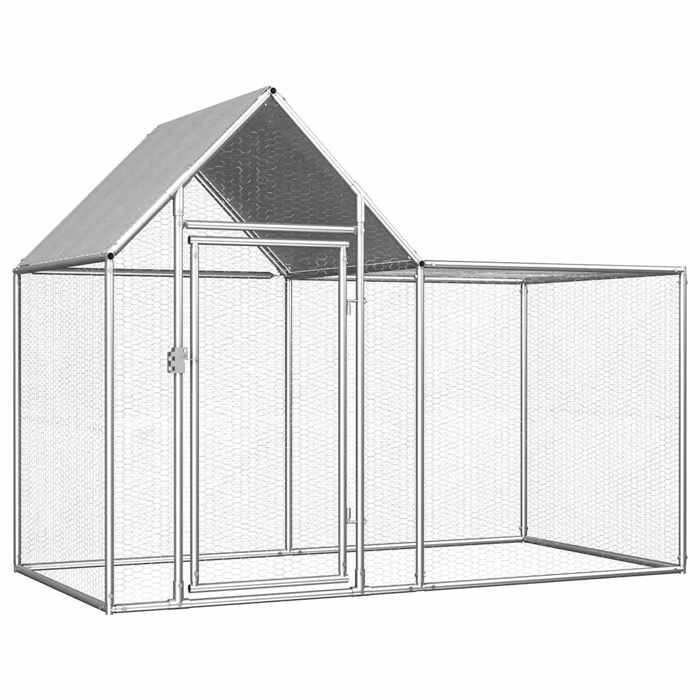 vidaXL Poulailler 2x1x1 5 Acier galvanisé - vue 2