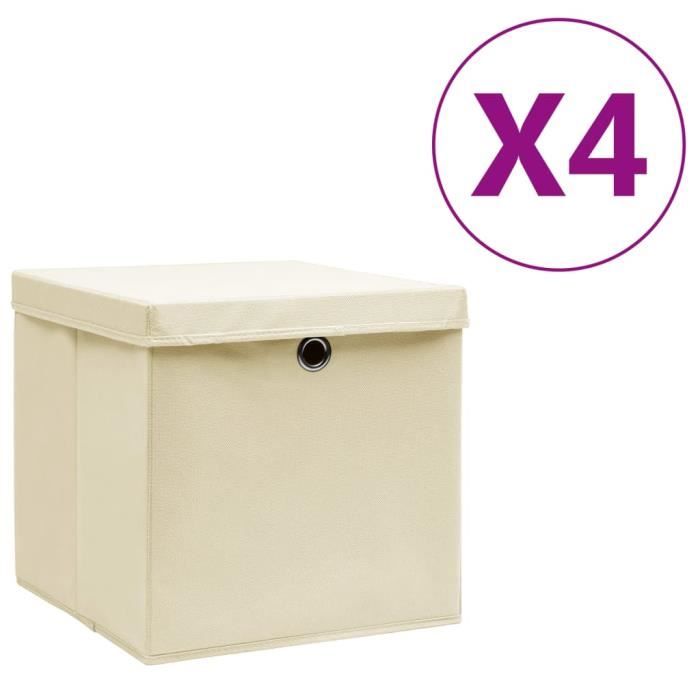 VidaXL Boîtes de rangement avec couvercles Crème
