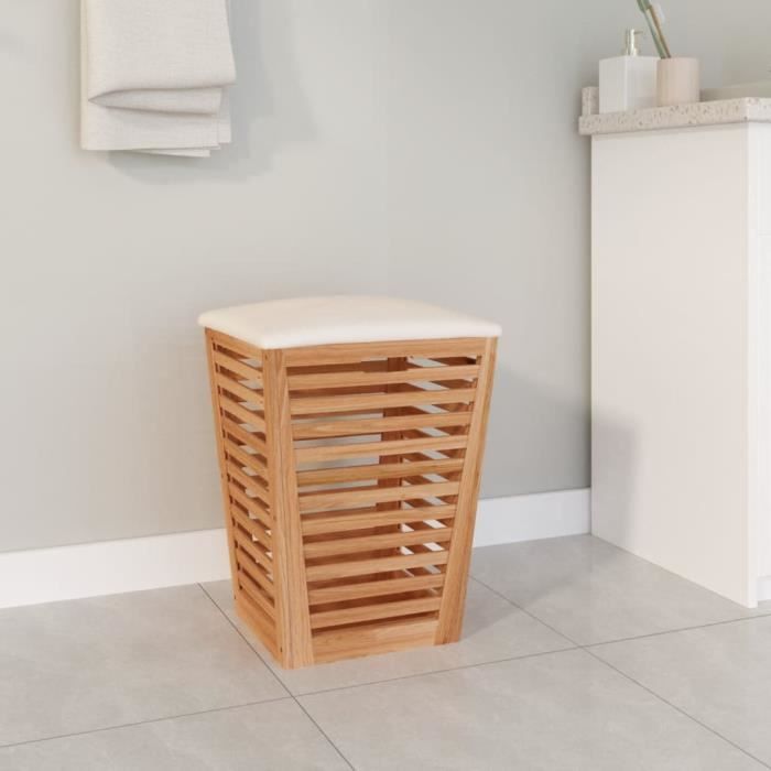 vidaXL Tabouret de salle de bain 40,5x40,5x56 cm Bois massif de noyer 350352