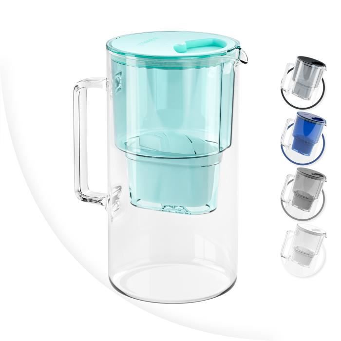 Wessper Carafe en verre avec 1 filtre à eau (compatible avec Brita Maxtra),  Eau filtrée avec grand goût et pureté, 2.5 Litres, menth - Cdiscount  Electroménager