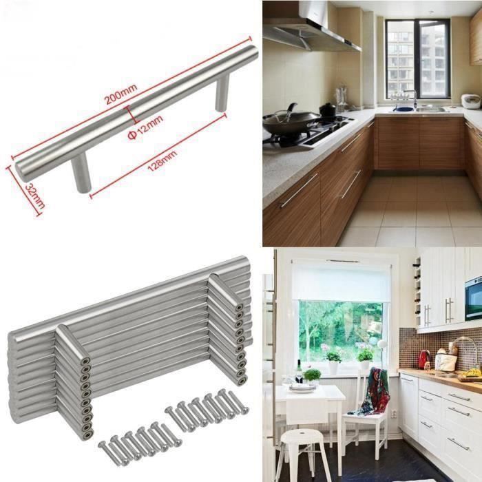 20pcs Barre En T Poignees Armoire De Cuisine Porte Meuble Armoire