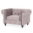 Fauteuil Chesterfield velours Altesse Taupe - Classique - Altesse - 1 place - Tissu - Velours (Polyester)-1