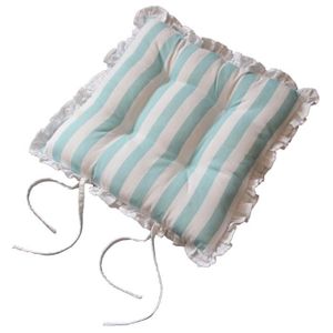 Lot De 2 Coussins De Chaise 45x45 Cm - Imprimé Rayures, Attaches - Rembourrage Coton Pp - Pour Salle à Manger, Jardin, Intérieur/extérieur