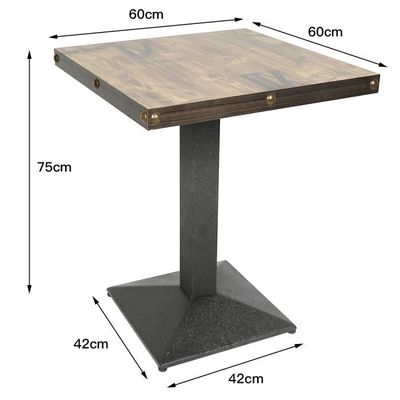 Table de Bar 60 60 75cm Table Haute Table Carrée de Style Industriel avec Plateau en Bois , Marron Foncé