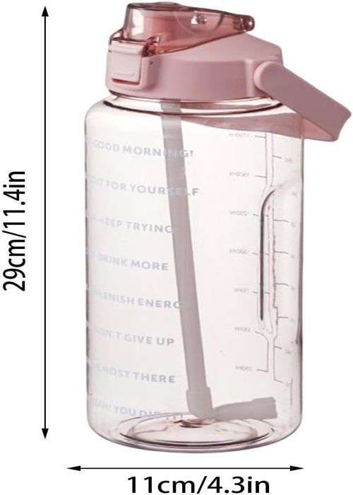 Gourde Eau 2L AQUAFIOLE Tritan Motivation Graduée En Français - Avec Paille - Sans BPA