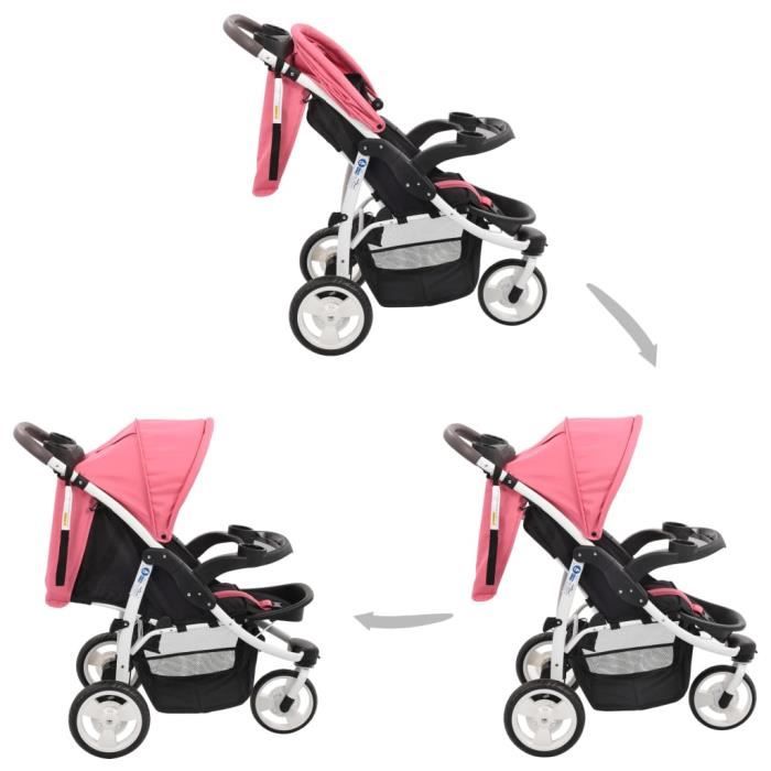 Poussette canne hotsell noir et rose
