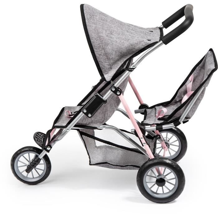 Poussette canne double 3 roues store