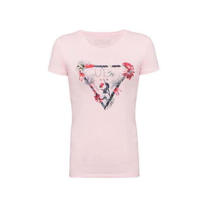 T shirt Guess Femme Regular Fit Rose Coton Authentique Vetement Guess Femme Rose Cdiscount Pret a Porter