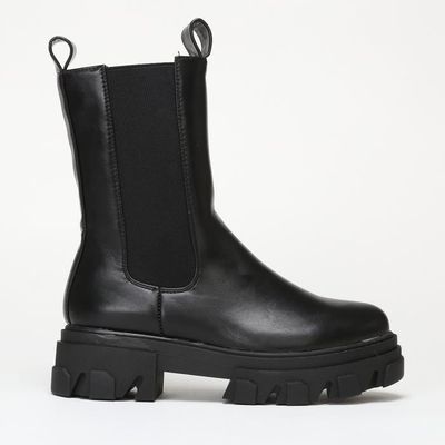 Bottines style chelsea noires Marque Semelle crantee Femme Noir Cdiscount Chaussures