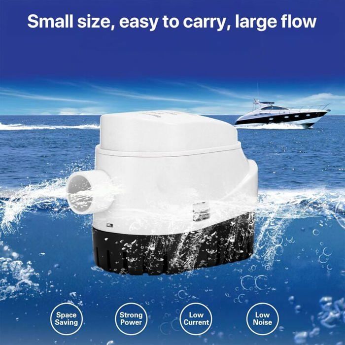 Pompes De Cale Pompe De Cale Automatique BACOENG 12V 750GPH - Avec Interrupteur à Flotteur - Pour Bateau, Caravan, Aquarium 750GPH Bateau - 5