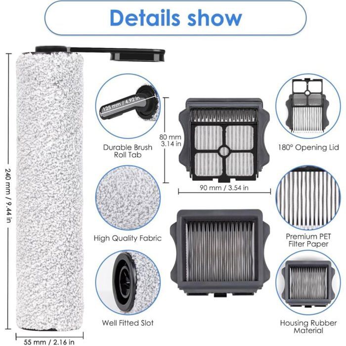 Kit de rouleaux de brosse à cartouche - Pwshymi - H12 PRO - Filtre sans