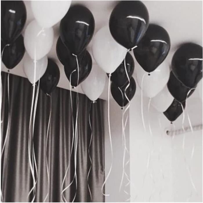 Blanc or noir - Ballons en Latex avec perles12 pouces, décor de