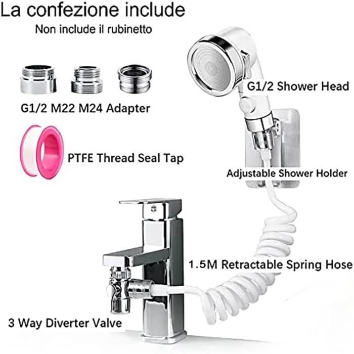 Douchette Evier Cuisine De Qualité Avec 2 Modes D'Arrosage - Remplacement Idéal Pour Robinet Cuisine Mousseurs Economiseurs D'Eau, Douchette Cuisine