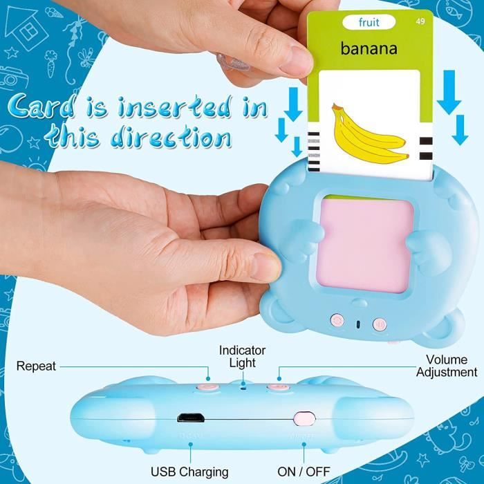 Cartes Flash Parlantes Bilingues 224 Mots - Jouet Éducatif Montessori Pour Enfants 3+ Ans