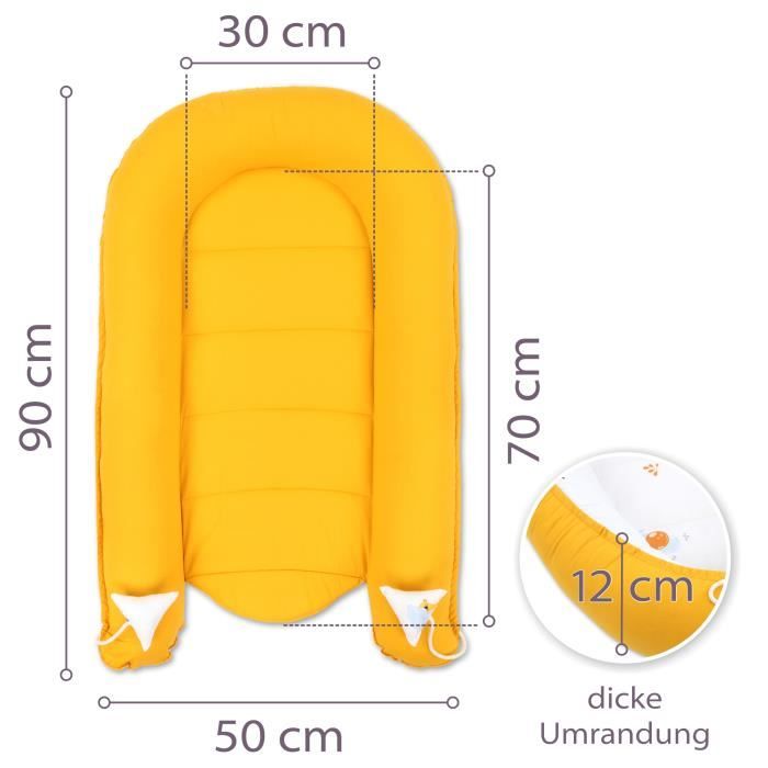 Réducteur de lit Bébé 90x50 cm - Cale Bébé pour lit Bébé Cocoon Coton Ours  en peluche Jaune