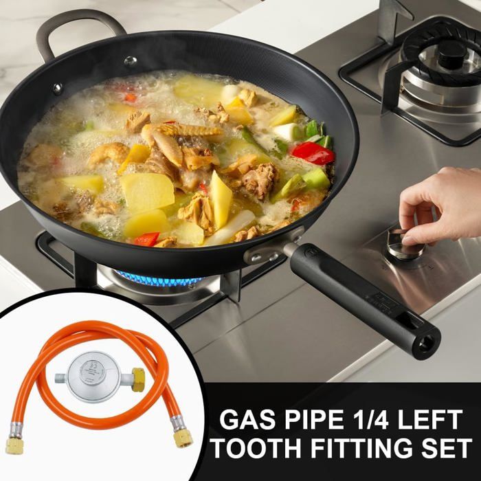 Rzspher - Détendeur Gaz 50 Mbar Avec Tuyau 150 Cm - Filetage 1/4" 19 LH, Pour Barbecue, Camping
