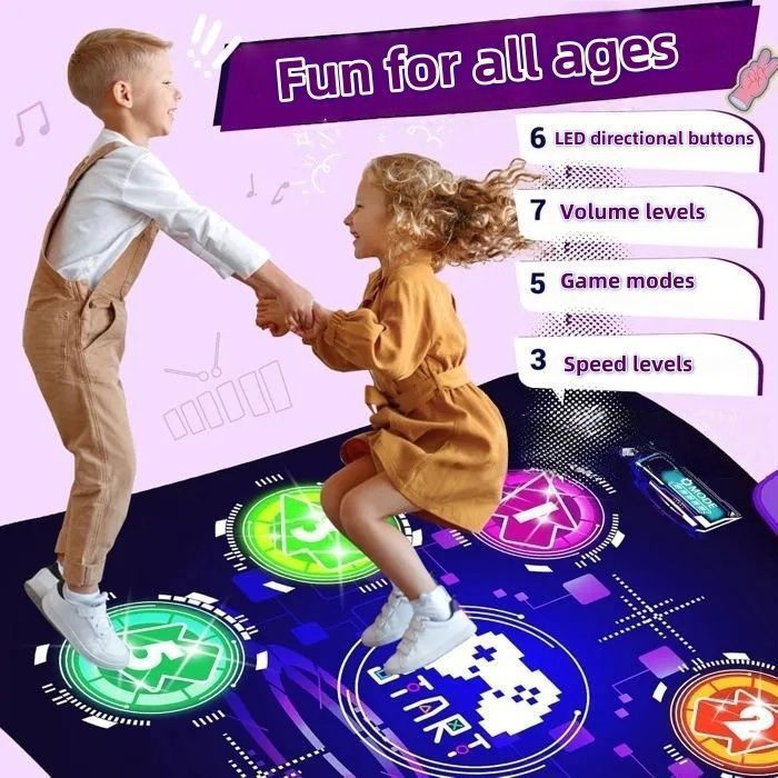 Tapis de danse double haute sensibilité pour améliorer la coordination Tapis de danse électronique avec interface AV USB - Jeux - Jouets