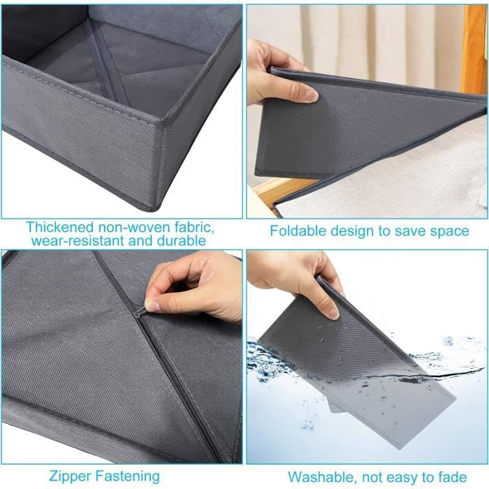 Lot De 2 Organisateurs De Placard Suspendus - 12 Poches Chacun - Dimensions 25x22x5.5 Cm - Pliable - Pour Vêtements, Accessoires - 3