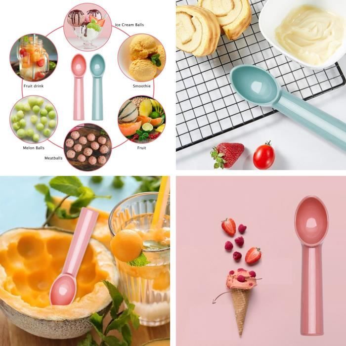 Lot De 2 Cuillères à Glace Antiadhésives - Acier Inoxydable, 2 Tailles, Pour Glaces, Boulettes, Fruits