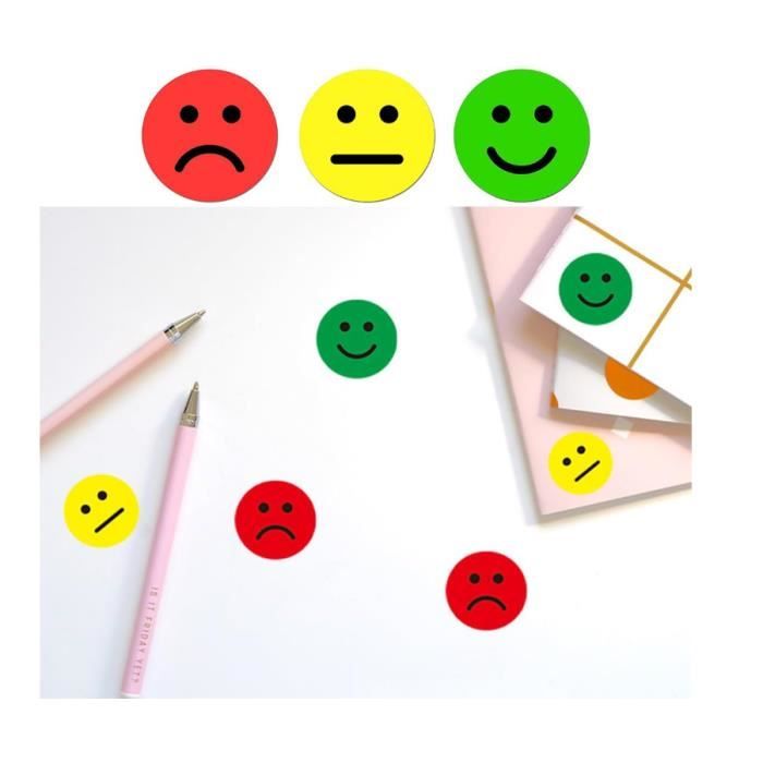 1200 Autocollants Smiley Ronds - 3 Couleurs, 2.5 Cm, Pour Récompenses Scolaires Ou Décoration - 1