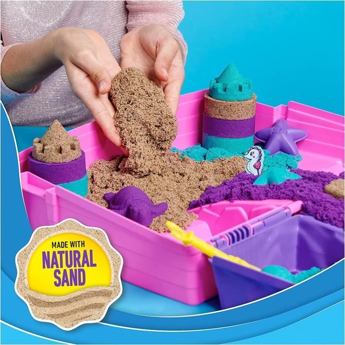 NATIONAL GEOGRAPHIC Sable de Jeu - 12 Lbs de Sable avec Moules de Château ( Naturel) - une Activité Sensorielle Cinétique 12 Lb Naturel