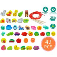 SAFIGLE Jouet Éducatif En Bois Labyrinthe à Perles Rondes – Puzzle De Motricité, Cognition Des Formes Et Couleurs, Cadeau Enfant