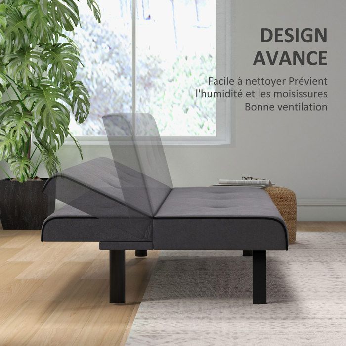 Canapé Convertible 3 Places HOMCOM - Clic-Clac Velours, Dossier Inclinable, Pieds Bois (Vert)