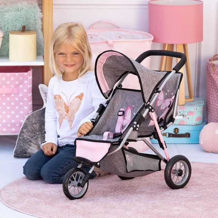 Poussette canne double rose new arrivals