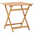 Table de jardin pliante en bois d'acacia massif - Haute qualité - 70x70x75 cm - Pliable-0