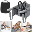 Réhausseur de siège bébé pliable - LZQ - Siège de table 6-36 mois - Gris - Tissu Oxford - Acier inoxydable - ABS-0