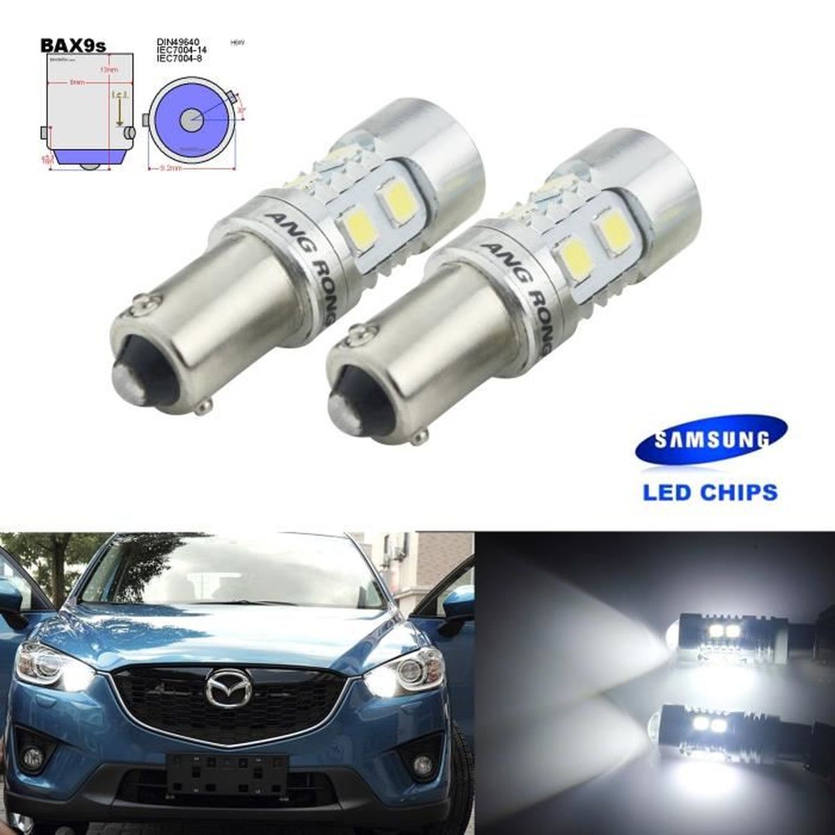 ANG RONG 2x Ampoules BAX9s H6W  10SMD LED Indicateur Citroen C4 Grand Picasso I C5 