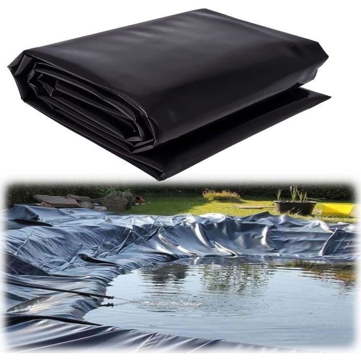 Bâche Bassin PVC 5m X 8m - Épaisseur 0,5mm - Noire Résistante UV