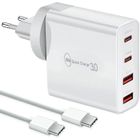 LEYF Chargeur USB C 100W et câble USB-c (1m), chargeur rapide 4 ports Quick Charger PD 3.0 Multiple compatible avec iPhone 15