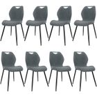 WAFTING Lot de 8 Chaises de Salle à Manger, Chaise de Cuisine, Chaise de salon, Dossier en Tissu et Pieds en Métal, Gris Foncé
