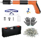 OLY MAGIC Pistolet à clous en acier, Pistolet à ongles manuel avec 100 clous ronds, 4 vitesses - pour acier et béton - portable