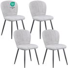 WAFTING Lot de 4 Chaises de Salle à Manger, Design Coquille en Chenille Doux, Pieds Métal,Gris